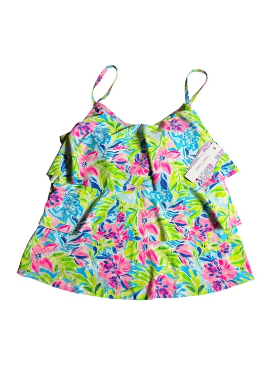 Other - Stella Parker ruffle tiered shelf bra molded cup tankini swim top size M NWT